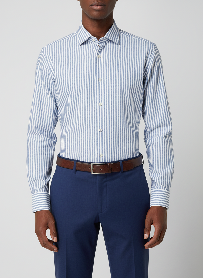 STENSTRÖMS Active Stretch Striped Shirt - Blue