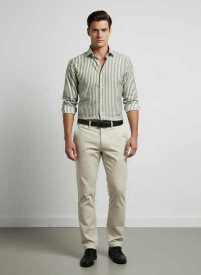 STENSTRÖMS Active Stretch Striped Shirt - Beige