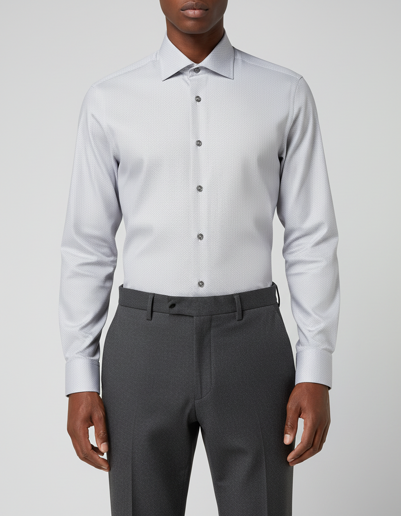 ETON Brokade Twill Shirt - Grey