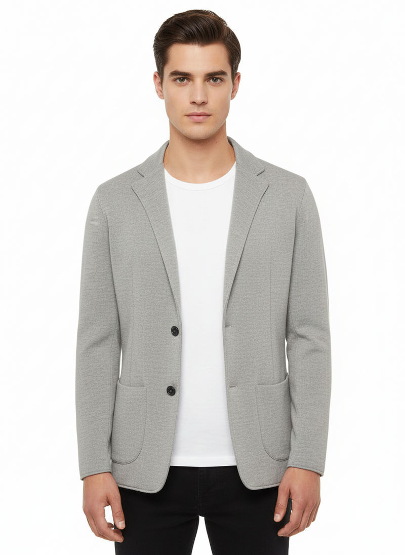 SAND Milano Knitted Blazer | Pearl Grey