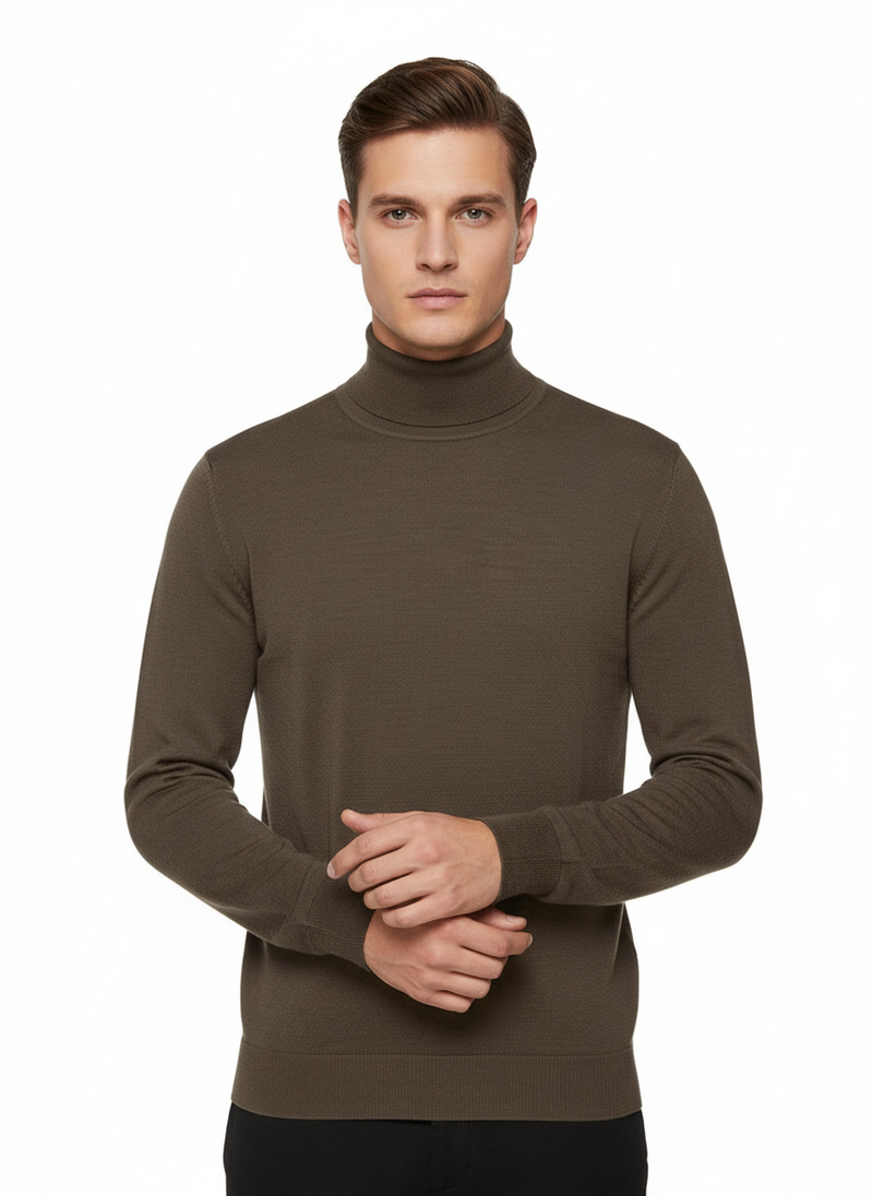 SAND Merino ID Roller Neck Brown