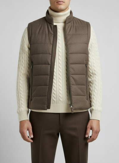 STENSTRÖMS Quilted Wool Vest - Brown