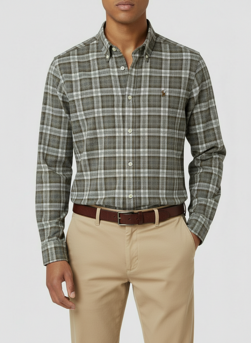 MORRIS Watts Check Flannel Shirt | Grey