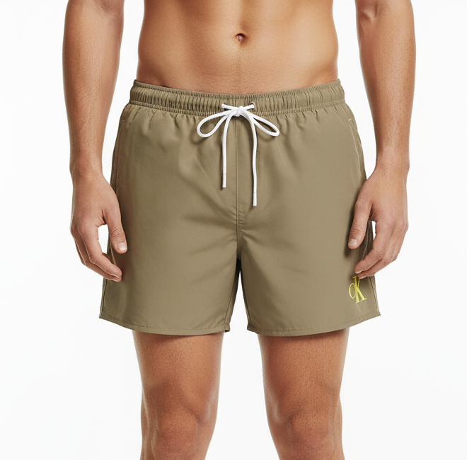 Calvin Klein CK Monogram Swim Shorts - Olive