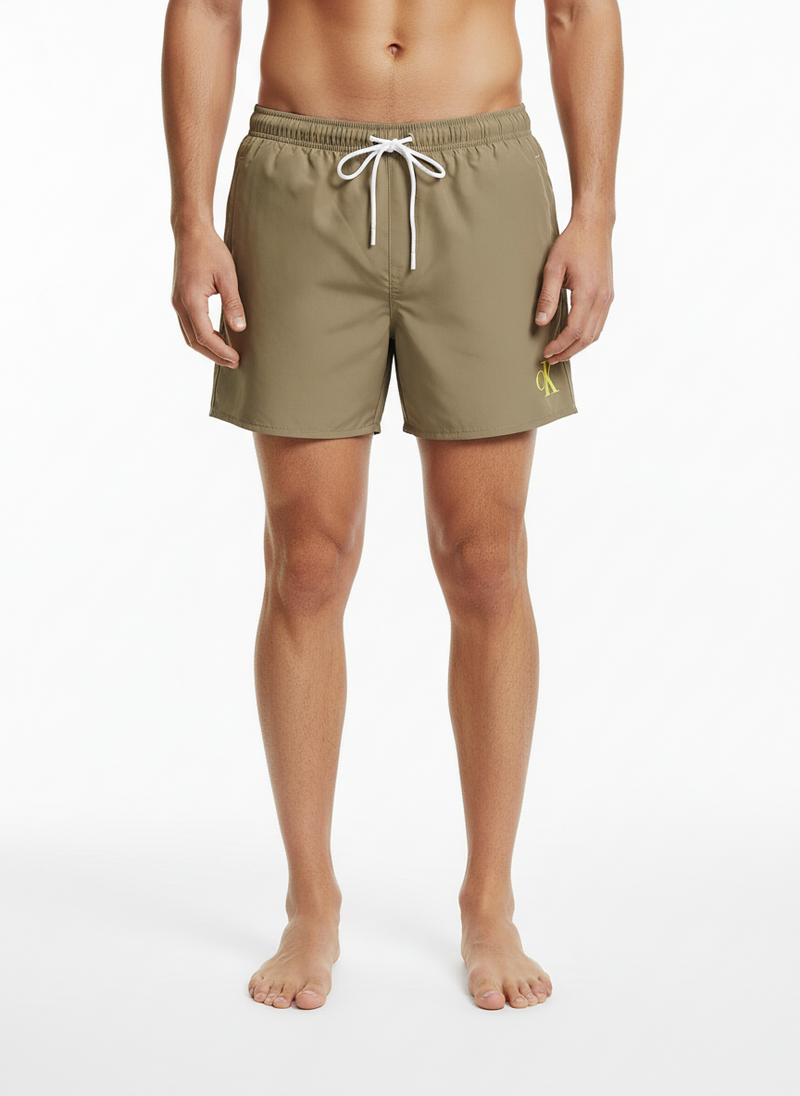 Calvin Klein CK Monogram Swim Shorts - Olive