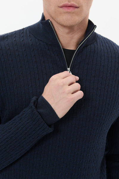 Matinique MAmason Merino Cable Half Zip - Dark Navy